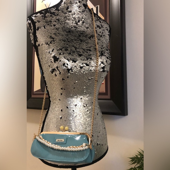 MIU MIU Patent Leather Robins Egg Clutch/Crossbody/Shoulder/Handbag *Restyled - Picture 13 of 14